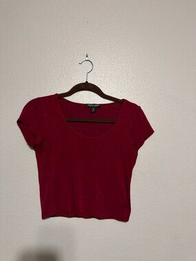 About a Girl Burgundy Scoop Neck Cropped Baby Tee